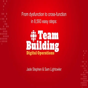 From dysfunction to cross function in 8,593 easy steps- team building at the cbc