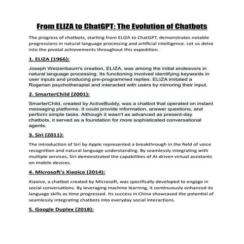From ELIZA to ChatGPT