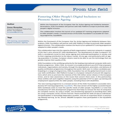 Fostering Older People’s Digital Inclusion to Promote Active Ageing