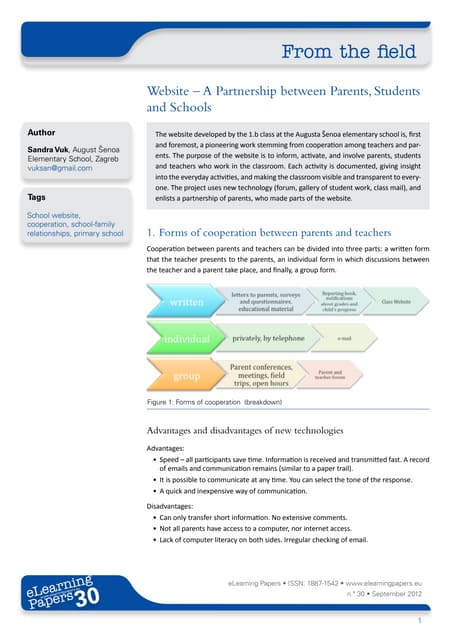 Website – A Partnership between Parents, Students and Schools