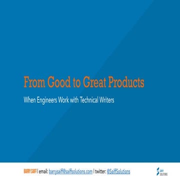 From Good to Great Products: When Engineers Work with Technical Writers