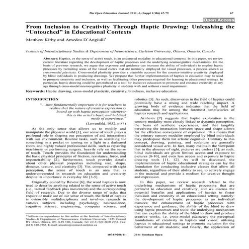 From inclusion to creativity through haptic drawing