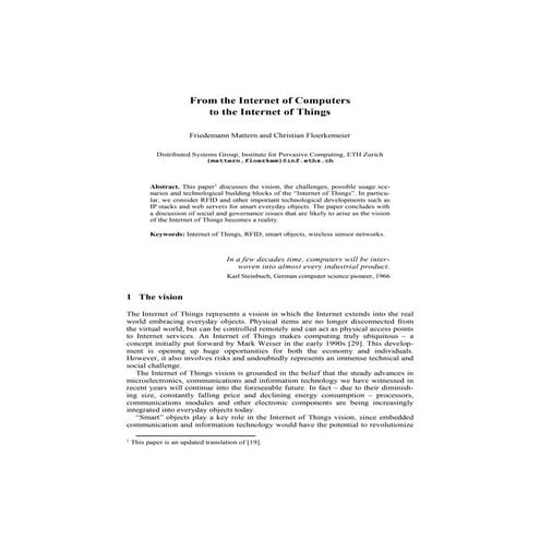 From the Internet of Computers to the Internet of Things