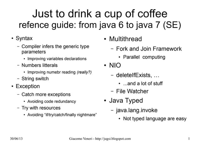 From Java 6 to Java 7 reference