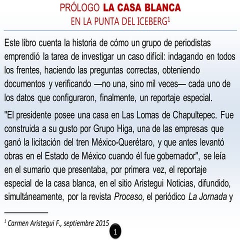 Prólogo Del libro La Casa Blanca de Peña Nieto