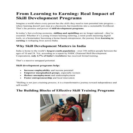 From Learning to Earning: Real Impact of Skill Development Programs