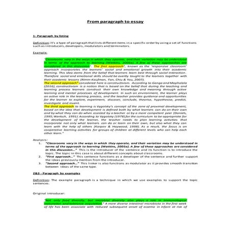 From paragraph to essay 