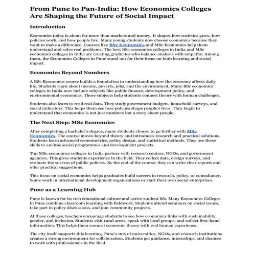 From Pune to Pan-India How Economics Colleges Are Shaping the Future of ...