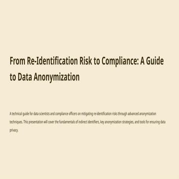 From Re-Identification Risk to Compliance: A Guide to Data Anonymization