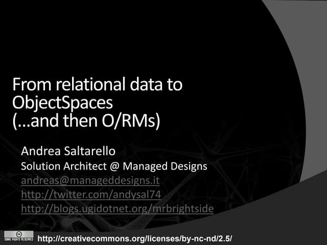 From relational data to object spaces