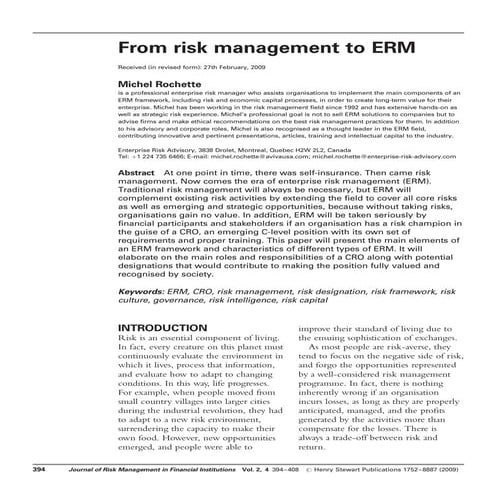 From Risk to ERM