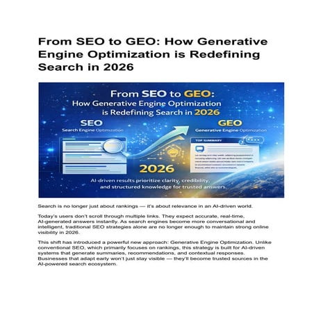 Generative Engine Optimization (GEO) The Future of Search Visibility | PPTX