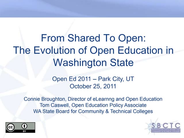 From Shared To Open: The Evolution of Open Education in Washington State