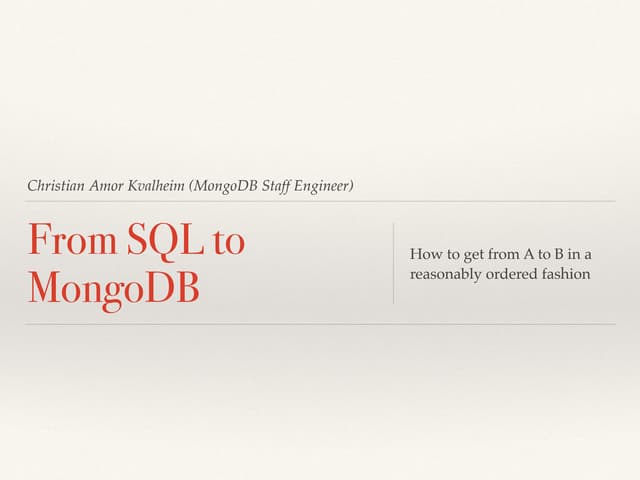 From SQL to MongoDB