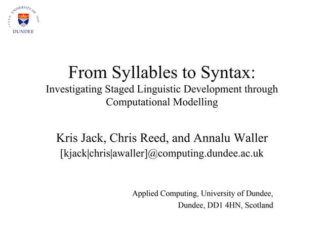 From Syllables to Syntax: Investigating Staged Linguistic Development ...