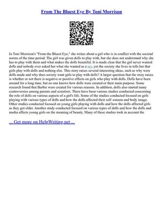 From The Bluest Eye By Toni Morrison