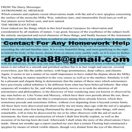 FROM The Starry Messenger ASTRONOMICAL MESSAGEWhich contains and.pdf