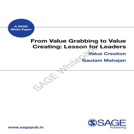 From Value Grabbing to Value- A Sag Whitepaper