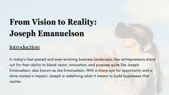 Joseph Emanuelson, Entrepreneur