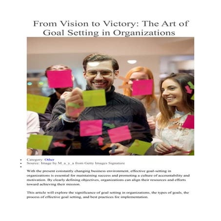 From Vision to Victory: Goal Setting in Organizations | Mr. Business Magazine
