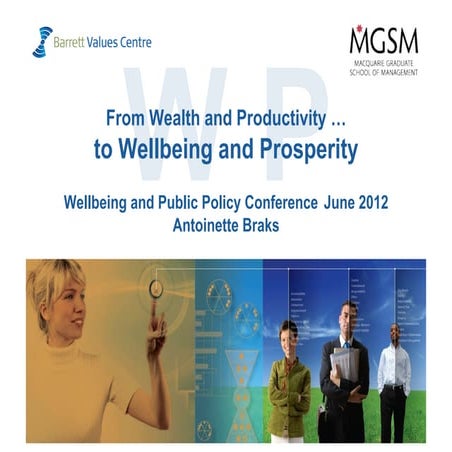 From Wealth and Productivity to Wellbeing and Prosperity