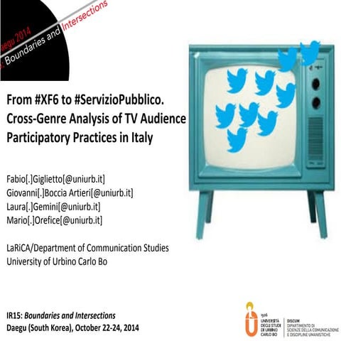 From #XF6 to #ServizioPubblico. Cross-Genre Analysis of TV Audience Participa...