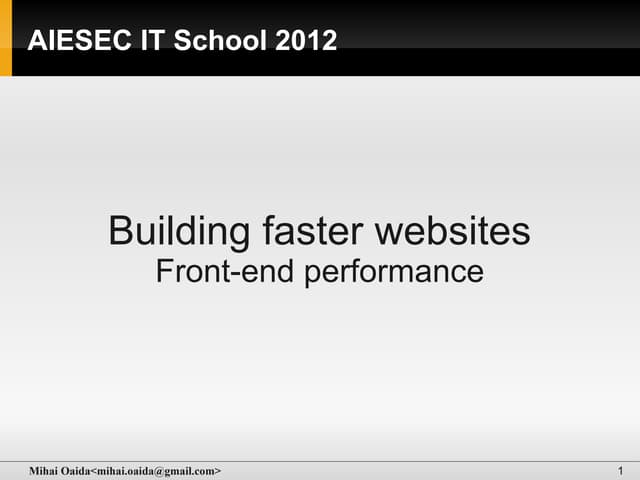 Building faster websites Front-end performance