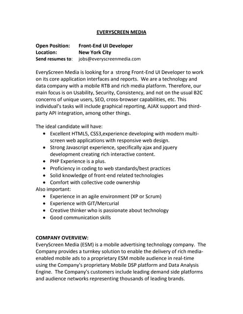 front end website developer jobs