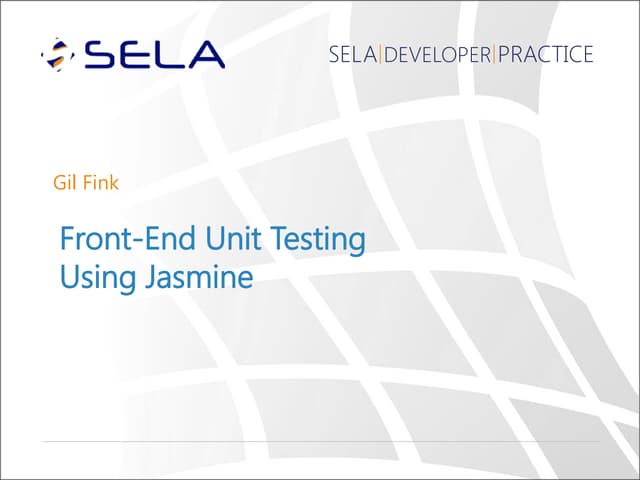 Front end unit testing using jasmine