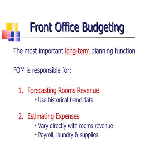 Front office-management-and budgeting ppt