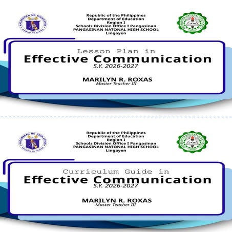 Effective Communication Lesson Plan and Curriculum Guide for S.Y. 2026 ...