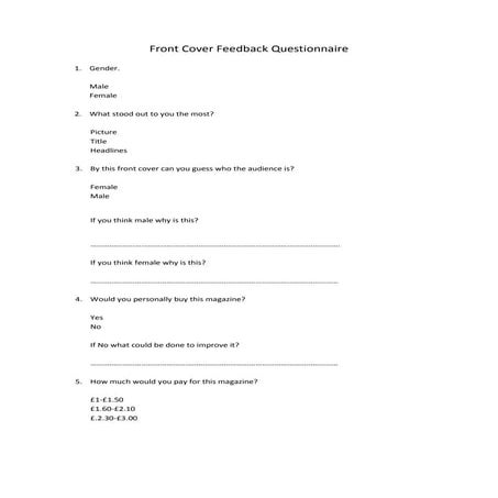 Front Cover Feedback