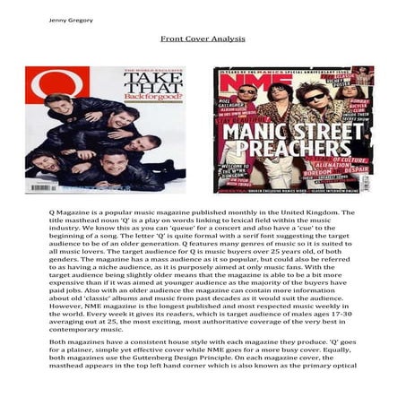 Front cover analysis