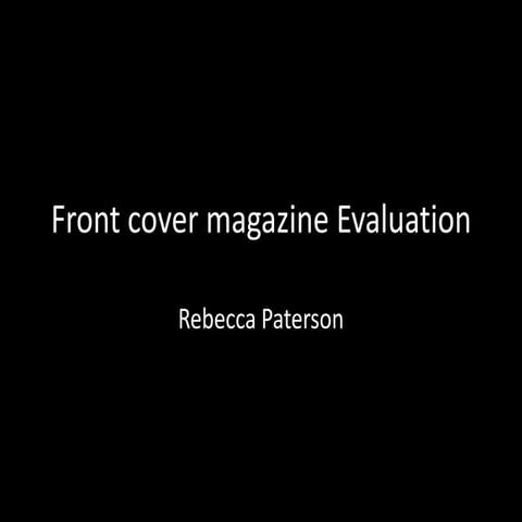 Front cover magazine evaluation new