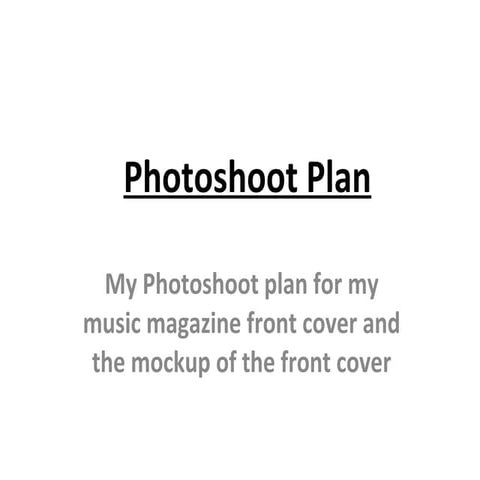 Front cover photoshoot plan