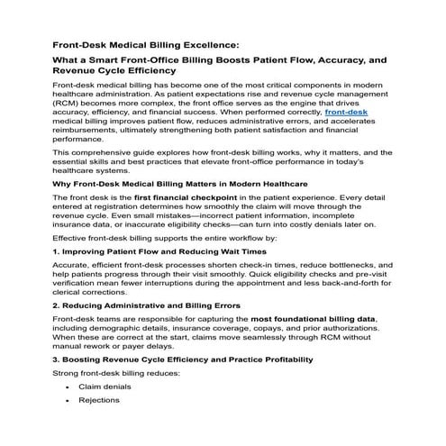 Creating a Front Desk Professional Action Plan - Round Table Summary | DOCX