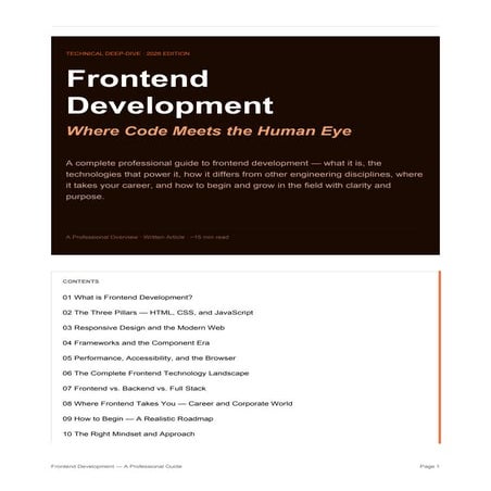 Comprehensive Professional Guide to Frontend Development in 2026 | PDF