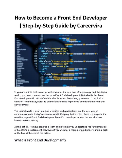 How to Become a Front-End Developer? Step-by-Step Guide by Careervira
