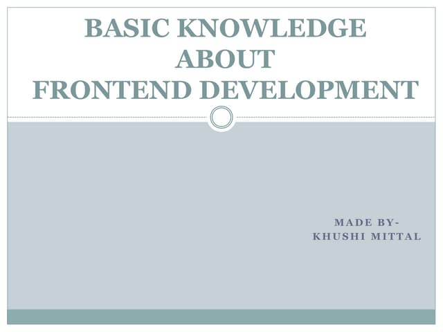 Basics about front-end