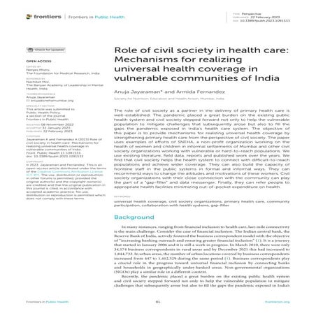 Role of civil society in health care: