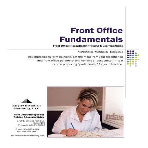 Front Office Fundamentals for the Aesthetic Practice | PDF