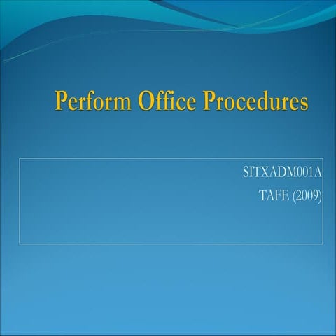 Front office procedures