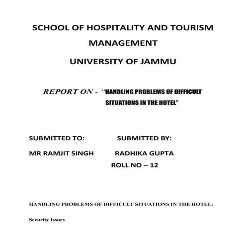 Front office sem3  handling problems related to guest