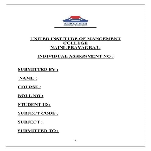 Assignment Front Page