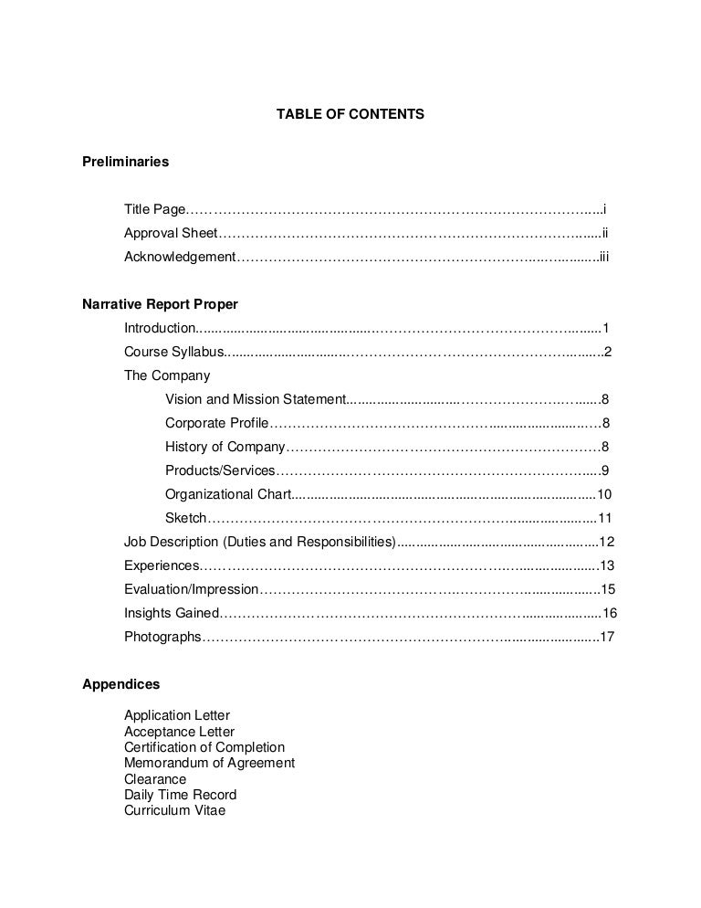 narrative report writing example