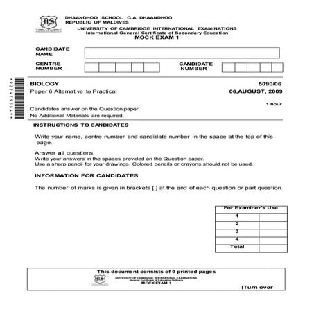 Front page paper 6 bio mock science   copy