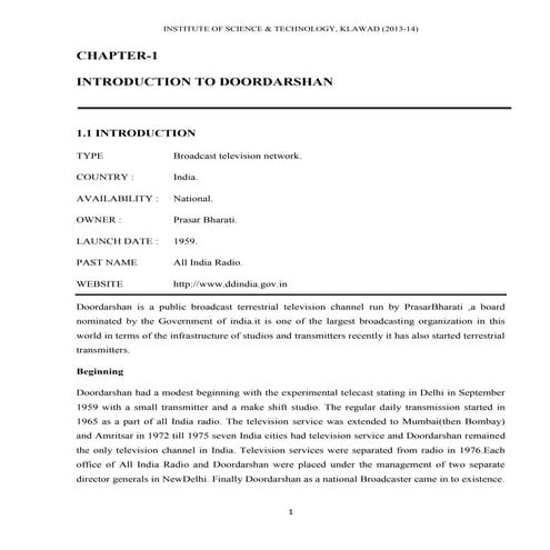 SUMMER TRAINING  REPORT ON DOORDARSHAN KENDRA SILCHER