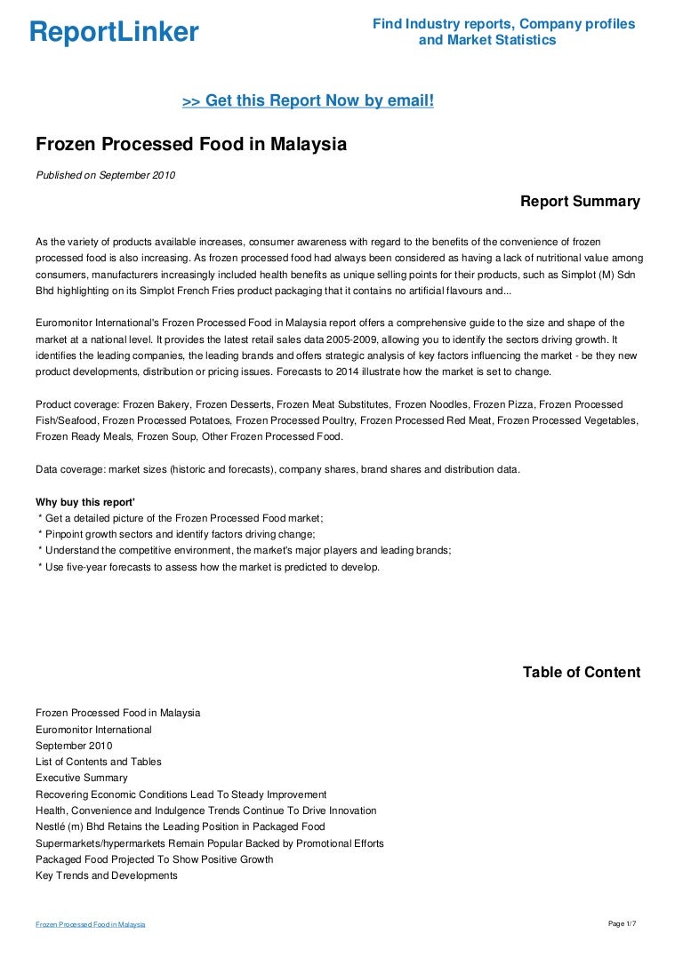 Frozen Processed Food In Malaysia