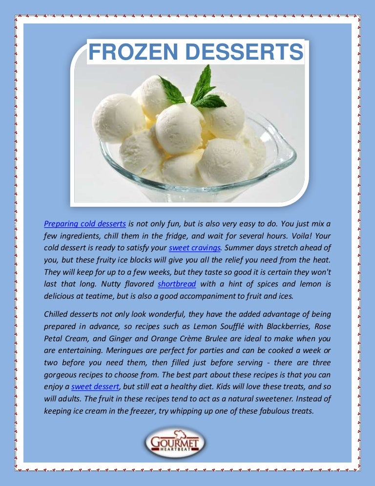Frozen desserts