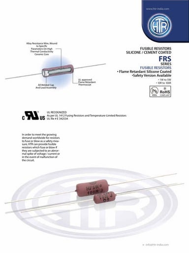 HTR India - Products - Wire Wound Resistors - Silicone Coated Resistors - FRS...